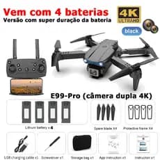 【Novo 4 Bateria】Dli E99 pro Drone Profissional Alta Definição Câmera Dupla Fotografia Fluxo Dobrável RC Quadcopter