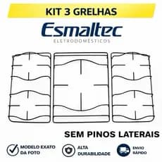 Kit 3 Grelhas para Fogão 5 Bocas Esmaltec Agata Jade Topazio Caribe Lateral + Central