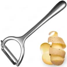 Descascador de Frutas e Legumes - Liga de Zinco Cromado, Lâmina de Aço Inoxidável, Design Ergonômico