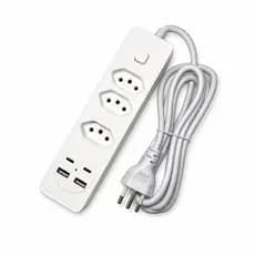 Tomada de Alimentação Inova SOC-12781 12W 3 Tomadas 2 USB 2 USB-C Cabo 2m Bivolt Antiestática