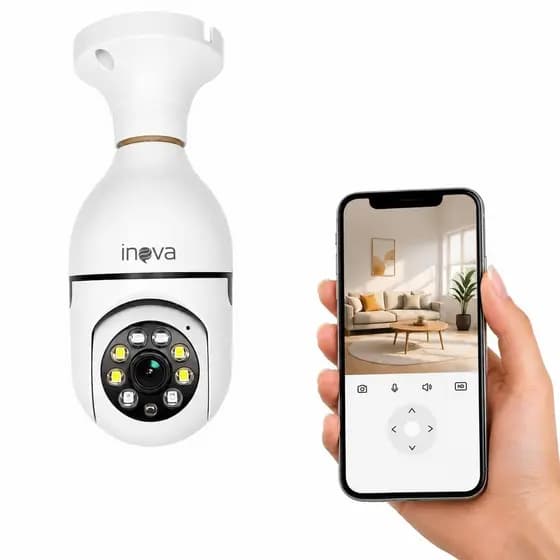 Câmera Lâmpada Segurança WiFi 360° Full HD Detecção Movimento App ICSEE