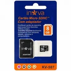 Cartão de Memória Micro SDHC Inova 8GB Class 10 com Adaptador SD Alta Velocidade