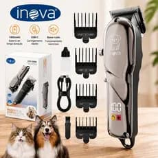 Máquina de Tosa Pet Sem Fio Profissional com LED e Pentes Ajustáveis para Animais de Estimação