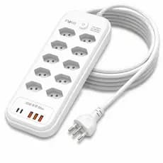 Filtro de Linha INOVA 10 Tomadas Bivolt 2500W 3 USB + 2 USB-C PD Cabo 2m Extensão Elétrica Para Computador Celular