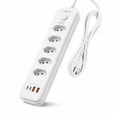 Filtro de Linha INOVA 5 Tomadas 2 USB 2 USB-C PD Bivolt 110/220V Cabo 2m Proteção Contra Sobrecarga