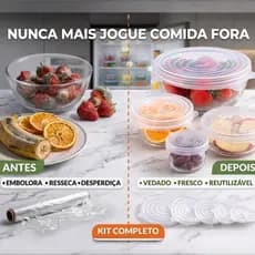 Kit Tampas Silicone Flexiveis universal  conjunto 6 reutilizavel Vedacao  Potes Copos Panelas