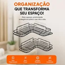 Kit suporte Prateleira De Canto em L 2 Peças Adesiva Sem Furo Porta Shampoo Banheiro Cozinha Lavanderia
