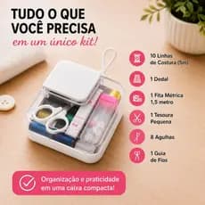 Kit Costura Compacto Completo Portátil Agulha Linha Tesoura Fita Métrica