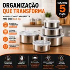 kit potes herméticos Redondos 5 potes hermeticos com tampa vedação cozinha armazenamento