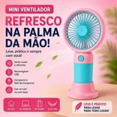 Mini Ventilador Portatil USB Recarregavel Mao e Mesa com suporte