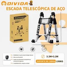 Escada Dobravel Multifuncional 5m Liga de Alumínio Reforçada Portátil