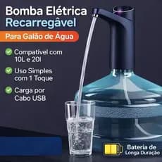 Bebedouro Bomba Elétrica Garrafão Galão Água Recarregável tomate compativel com galão de 20L