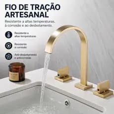 Torneira Banheiro Duplo Comando Bica Alta Aço Inox Misturador Luxo