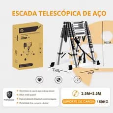 Escada Telescópica Multifuncional 5 Metros Portátil Reforçada e Compacta (150kg)