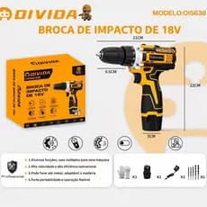 Parafusadeira Furadeira 18V/12V 2 Baterias Com Maleta e Acessórios Completo-0I5638