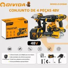 Kit Ferramentas Elétricas 48V Conjunto 4 Peças Profissional