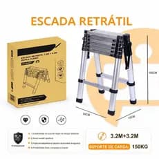 Escada Telescópica Multifuncional 6 Metros Portátil Reforçada e Compacta (150kg)