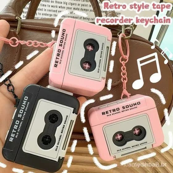 Reprodutor de mídia, rádio, toca-fitas, mini toca-fitas criativo, fonógrafo retrô gravável, bolsa escolar com chave LBKC