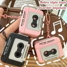 Reprodutor de mídia, rádio, toca-fitas, mini toca-fitas criativo, fonógrafo retrô gravável, bolsa escolar com chave LBKC