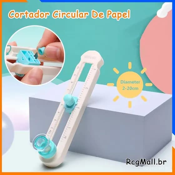 Cortador de Papel Circular Portátil de 2-20cm com Escala Ajustável, Adequado para Materiais Compostos