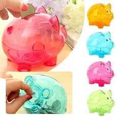 Caixa De Poupança De Moedas De Plástico Transparente Forma Piggy Dinheiro Cofrinho Para Durável V1a7