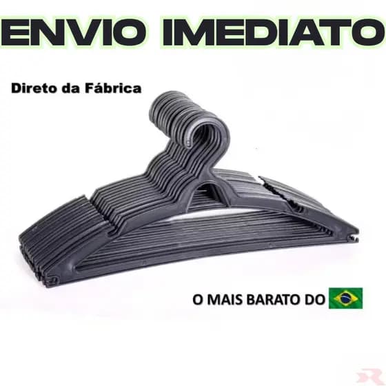 Cabide Adulto Preto Kit 10 A 100 Cabides Reforçados Organizar Roupas