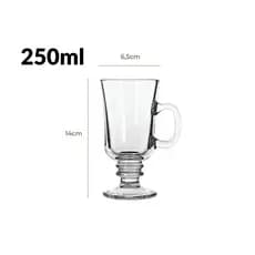 Jogo 6 Peças Taça Canecas Capuccino Nespresso Em Vidro Irish Coffee 250ml
