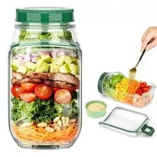 Pote Hermético p/ Salada c/Molheira | Copo Portátil Fitness, Bisfenol-A Free