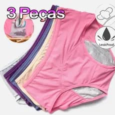 Kit 3 Calcinhas De Algodão Absorvente Confort Período Menstrual