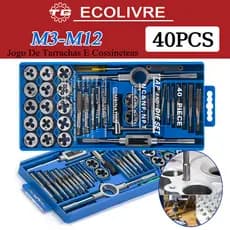 Kit 40 Peças Jogo De Tarrachas E Cossineteas Macho E Fêmea
