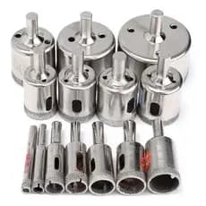 Kit 15 Pcs Brocas Copo Diamantadas Vidro Ceramica 6-50mm Serras Alta Qualidade