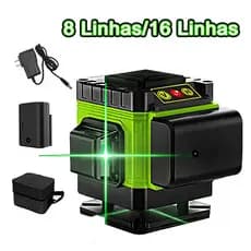 Kit De Nível Laser Verde 8/16 Linhas 3/4d Autonivelante Com Caixa
