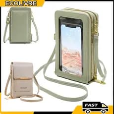 Bolsa De Couro Ombro Feminina Tocar Touch Cellular Multiuso Alça De Ombro Ajustável E Removível