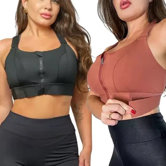 Top Academia Esportivo Alta Sustentação Ajustavel Ziper Frontal Academia Fitness Jump Corrida