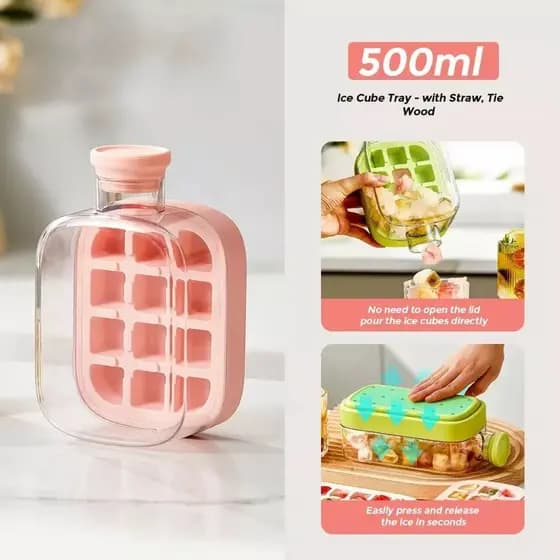 Garrafa 800ml em Acrílico com Cubos de Gelo Sequeeze Exercício Físico Portátil