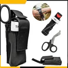 Kit Torniquete Tático Porta Torniquete Tesoura Ponta Romba Aph Primeiros Socorros
