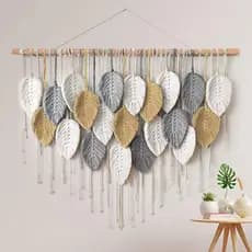 Tapeçaria de parede com borlas tecidas à mão em estilo nórdico, adequada para decoração de sala de estar e quarto