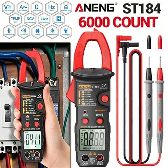 ANENG One Set ST184 Medidor De Braçadeira Digital , Multímetro True RMS De 6000 Contagens Para Testador De Tensão De