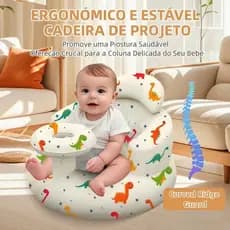 Assento Inflável Bebê 3-36 Meses c/ Bandeja e Bomba Portátil Cadeira Apoio Viagem Praia Urso Dino