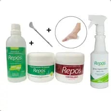 Kit Spa Dos Pés Repós Amaciante 150ML+Uréia + Removedor + Espátula Calosidade  + 10 Botas Plásticas + Spray Higienizador