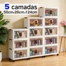 Organizador Multiuso Empilhável com Porta Magnética - 3, 4 ou 5 Camadas (50cm)