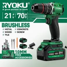 Parafusadeira Furadeira Brushless 21V 70N.m 10mm 2 Baterias