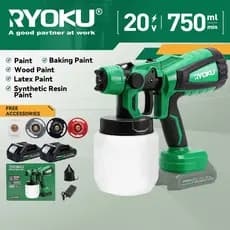 Pistola De Pintura Sem Fio 20V Profissional Pulverizador De Tinta Com 2 Baterias 1000ml 800W