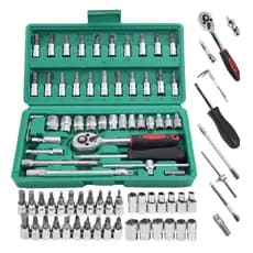 Kit Ferramentas 46 Peças Chave Catraca e Soquete com Maleta para Mecânica e Casa