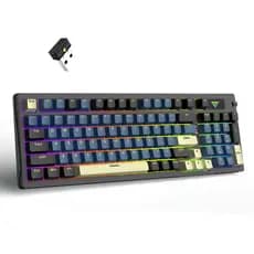 Teclado Mecânico 96 Teclas Tri-Mode RGB Switch Titanium PBT Hot-Swappable ABNT2 Bluetooth 5.0 2.4G USB 4000mAh
