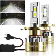 Kit Par Lâmpada LED H4 300W 24000LM IP68 Turbo Ventoinha Cobre 18Chips 6000K