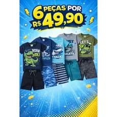 Kit Sortido 6 Peças de Roupas Infantil Menino