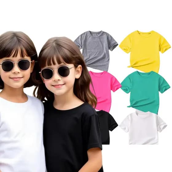 Kit 2 Camiseta Básica Manga Curta Para Menina tamanho 4 ao 16
