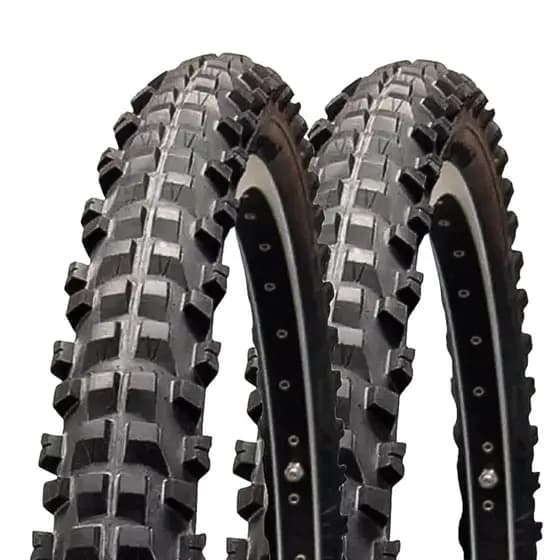 Par de Pneus Vee Rubber Stout Aro 26 x 2.30 MTB 2 Unidades Cravo Alto Bike Trilha Downhill Freeride