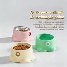 Tigela Inox Pet 300ml Antiderrapante Colorida Cães e Gatos